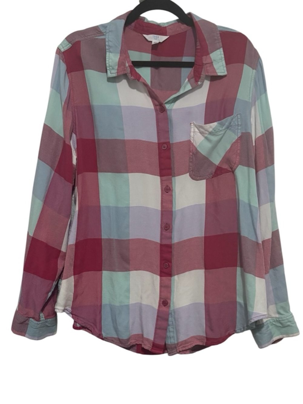 Time and Tru Plaid Button-Up Shirt